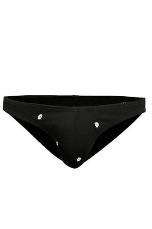 Erkek Desenli Siyah Pamuklu Klasik Slip Külot