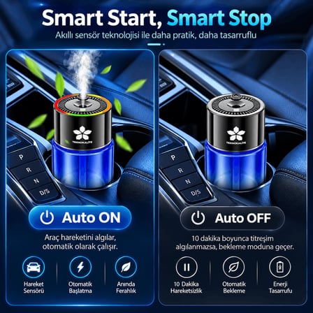 AirMist D5 Ultrasonik Aroma Difüzörü Mavi Okyanus – Akıllı Elektronik Koku Makinesi, Araç Ev Ofis İçin TEKNOKALİTE