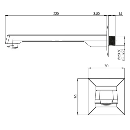 Kare Düz Ekstra Uzun Gaga (220mm)-Krom