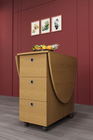 Lüks Katlanır Mutfak Yemek Masası %100 MDF Pratik Çekmeceli Çalışma Masası KM08