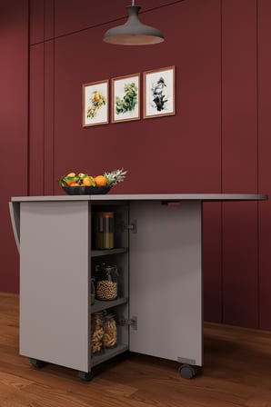 Lüks Katlanır Mutfak Yemek Masası %100 MDF Pratik Çekmeceli Çalışma Masası KM08