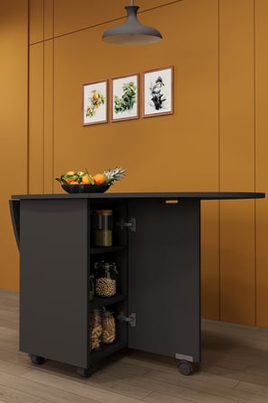 Lüks Katlanır Mutfak Yemek Masası %100 MDF Pratik Çekmeceli Çalışma Masası KM08