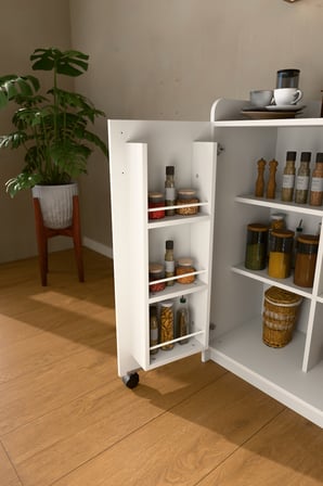 Lüks 2 Kapılı Çok Amaçlı Kiler Dolabı %100 MDF Erzak Organizer Mutfak Dolabı MK08