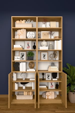 Modern Kapaklı Ayarlanabilir Raf Ev Ofis Kitaplık %100 MDF Dekoratif Kütüphane K44