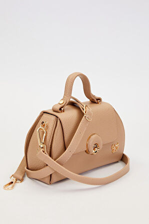 Kapaklı Uzun Askılı Küçük Boy Şık Kadın El ve Omuz Çantası LV930975 Vizon