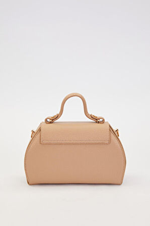 Kapaklı Uzun Askılı Küçük Boy Şık Kadın El ve Omuz Çantası LV930975 Vizon