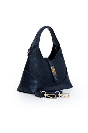 Orta Boy Günlük Uzun Askılı Şık Tasarım Kadın El ve Omuz Çantası LV930978 Lacivert