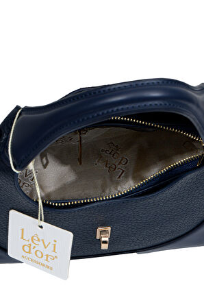 Orta Boy Günlük Uzun Askılı Şık Tasarım Kadın El ve Omuz Çantası LV930978 Lacivert