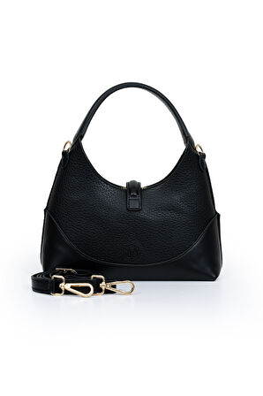 Orta Boy Günlük Uzun Askılı Şık Tasarım Kadın El ve Omuz Çantası LV930978 Siyah