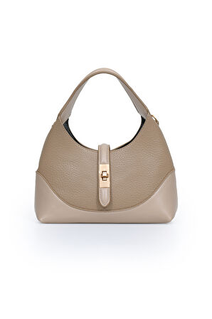 Orta Boy Günlük Uzun Askılı Şık Tasarım Kadın El ve Omuz Çantası LV930978 Vizon