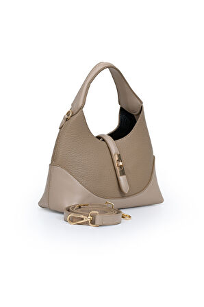 Orta Boy Günlük Uzun Askılı Şık Tasarım Kadın El ve Omuz Çantası LV930978 Vizon