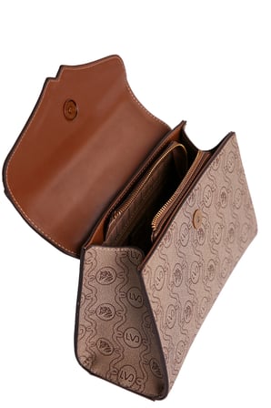 Monogram Baskılı Logo Detaylı Uzun Askılı Orta Boy Kadın El Çantası Camel