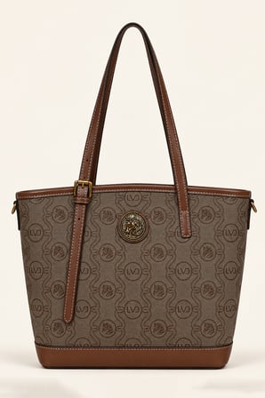 Otantik Logo Detaylı Günlük Orta Boy Shopper Kadın Omuz Çantası Camel