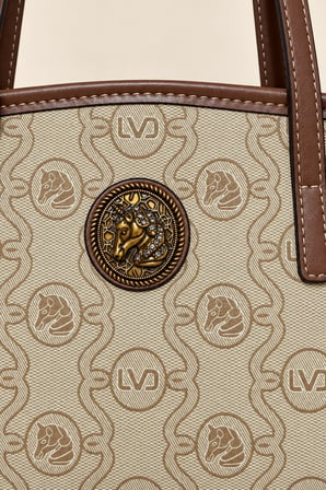 Otantik Logo Detaylı Günlük Orta Boy Shopper Kadın Omuz Çantası Haki