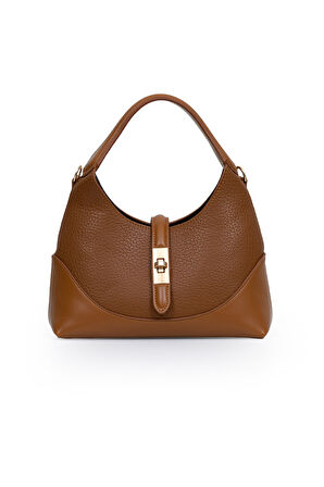 Orta Boy Günlük Uzun Askılı Şık Tasarım Kadın El ve Omuz Çantası LV930978 Taba