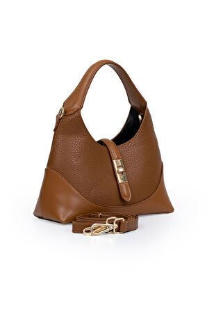 Orta Boy Günlük Uzun Askılı Şık Tasarım Kadın El ve Omuz Çantası LV930978 Taba