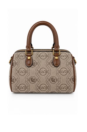 Monogram Desenli Speedy Tasarım Mini Boy Uzun Askılı Kadın El Çantası Camel