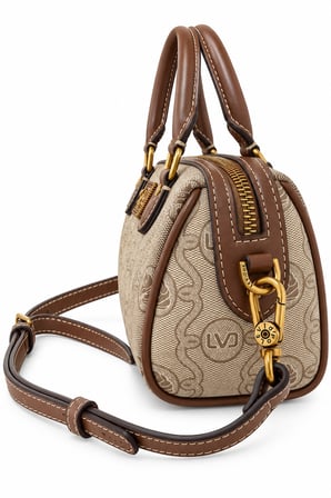 Monogram Desenli Speedy Tasarım Mini Boy Uzun Askılı Kadın El Çantası Camel
