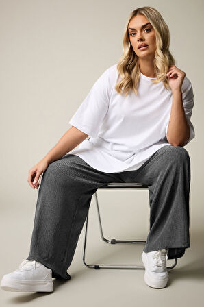 Büyük Beden Beli Lastikli Bol Paça Cepli Pantolon 304012