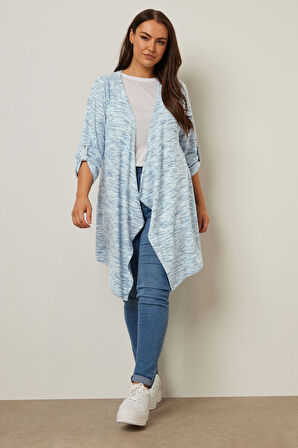 Büyük Beden Uzun Kollu Önü Kapamasız Asimetrik Kesim İnce Hırka 304057