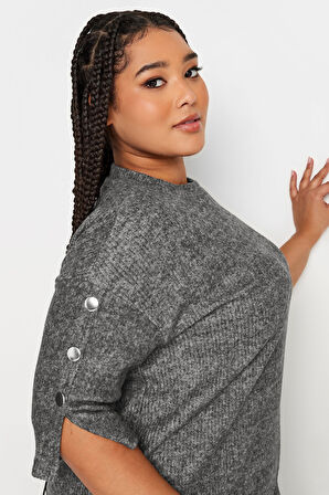 Büyük Beden Yarım Balıkçı Yaka Yarım Kollu Fitilli Elbise 302854