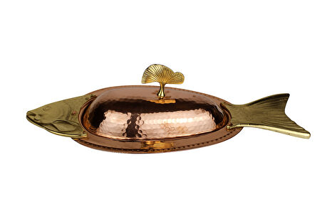 Cuvesta Modern El Yapımı Bakır Balık Servis Tabağı 50cm