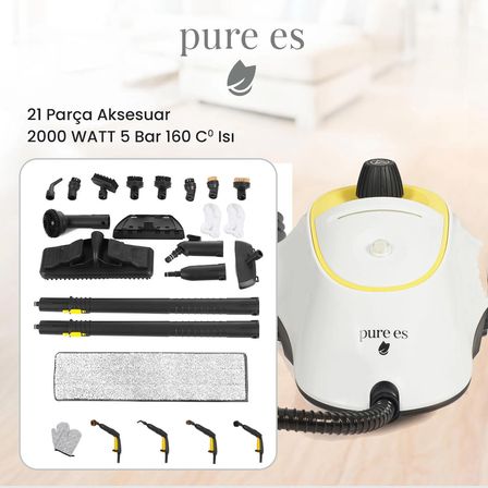 PURE ES P501 5 Bar Yüksek Basınçlı Buharlı Temizleyici Beyaz
