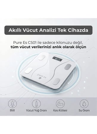Pure Es CS01 Akıllı Vücut Kitle Endeksli Dijital Baskül