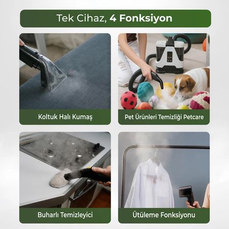 PURE ES DeepCleaner 13.000 Pa | Koltuk Yıkama | Ütüleme | Buharlı Temizleme | PetCare