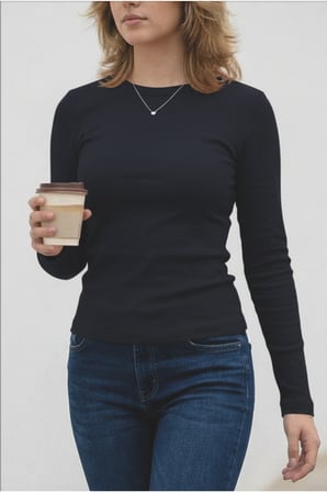 Kadın Esnek Kumaşlı Vücuda Oturan Slim Fit Uzun Kollu Lacivert T-Shirt