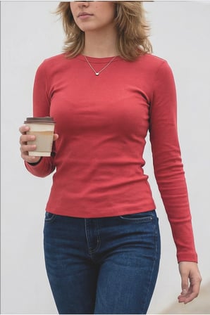 Kadın Esnek Kumaşlı Vücuda Oturan Slim Fit Uzun Kollu Lacivert T-Shirt