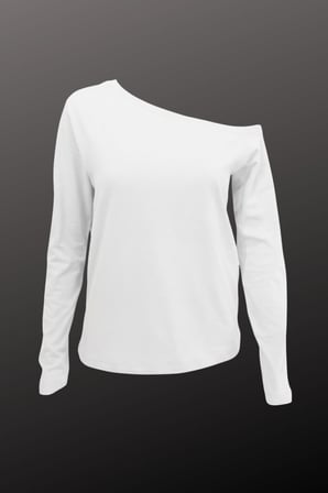 Siyah Beyaz Çizgili Kadın Düşük Omuz Kayık Yaka Rahat Kesim Uzun Kollu T-Shirt