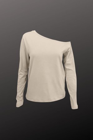 Siyah Beyaz Çizgili Kadın Düşük Omuz Kayık Yaka Rahat Kesim Uzun Kollu T-Shirt