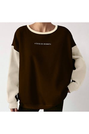 Rahat Kesim Slogan Baskılı Şardonlu Oversize Sweatshirt