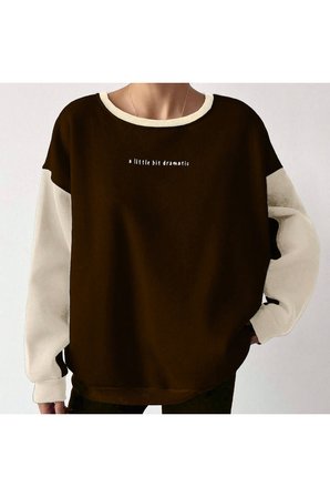 Rahat Kesim Slogan Baskılı Şardonlu Oversize Sweatshirt