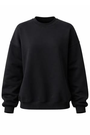 Siyah Erkek Uniseks Geniş Kesim Basic Sweatshirt