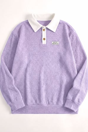 Polo Yaka Düğmeli Waffle Kumaştan Uzun Kol Sweatshirt