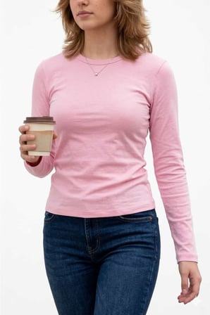 Kadın Esnek Kumaşlı Vücuda Oturan Slim Fit Uzun Kollu Lacivert T-Shirt