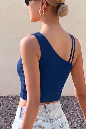 Asimetrik Askı Detaylı Bedeni Saran Crop Atlet