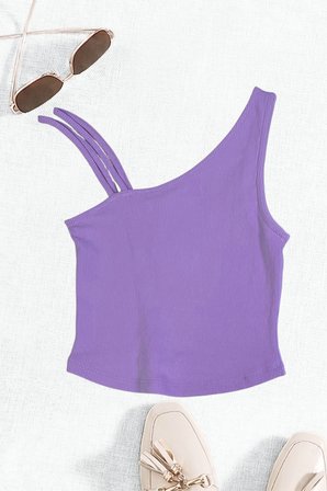Asimetrik Askı Detaylı Bedeni Saran Crop Atlet