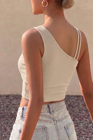 Asimetrik Askı Detaylı Bedeni Saran Crop Atlet