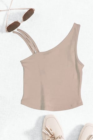 Asimetrik Askı Detaylı Bedeni Saran Crop Atlet