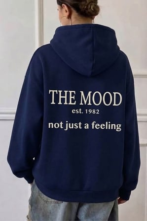 Kapşonlu Oversize Sırt Slogan Baskılı Şardonlu Sweatshirt