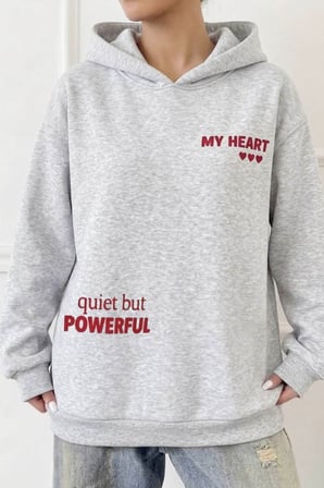 Kapşonlu Oversize Sırt Slogan Baskılı Şardonlu Sweatshirt