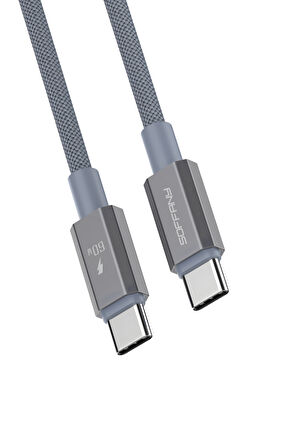 60W  Type-C to Type-C Şarj & Data Kablosu Gri