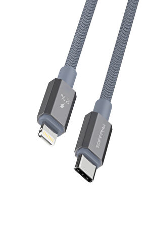 27W Type-C to Lightning Şarj & Data Kablosu Gri
