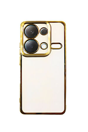 Xiaomi Redmi 13C Metal  Çerçeveli Şeffaf Kılıf  Gold