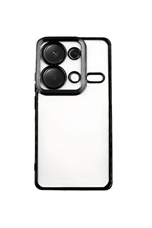 Xiaomi Redmi Note 11 Pro Metal  Çerçeveli Şeffaf Kılıf Siyah