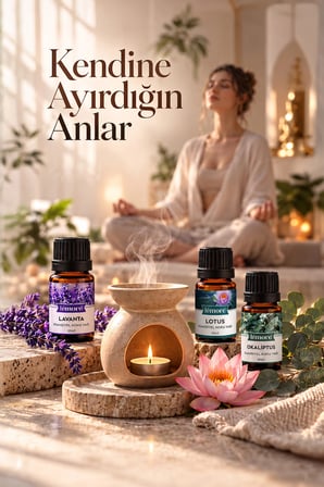Meditasyon Seti 6’lı Esansiyel Koku Yağı – Difüzör ve Buhurdanlık Esansı