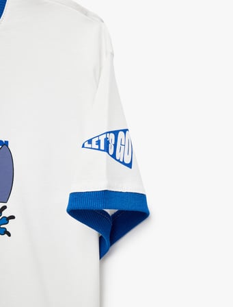 Stitch Baskılı Kısa Kollu Bisiklet Yaka Pamuklu Lisanslı Tişört